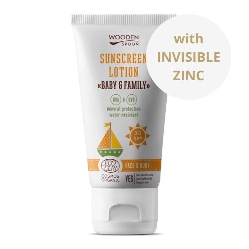 Wooden Spoon Opalovací tělové mléko v tubě Baby & Family SPF 30 150ml