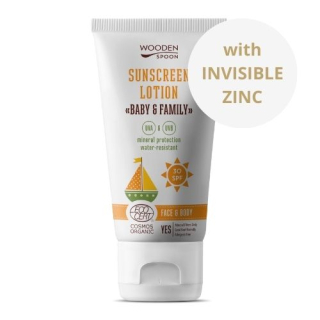 Wooden Spoon Opalovací tělové mléko v tubě Baby & Family SPF 30 150ml